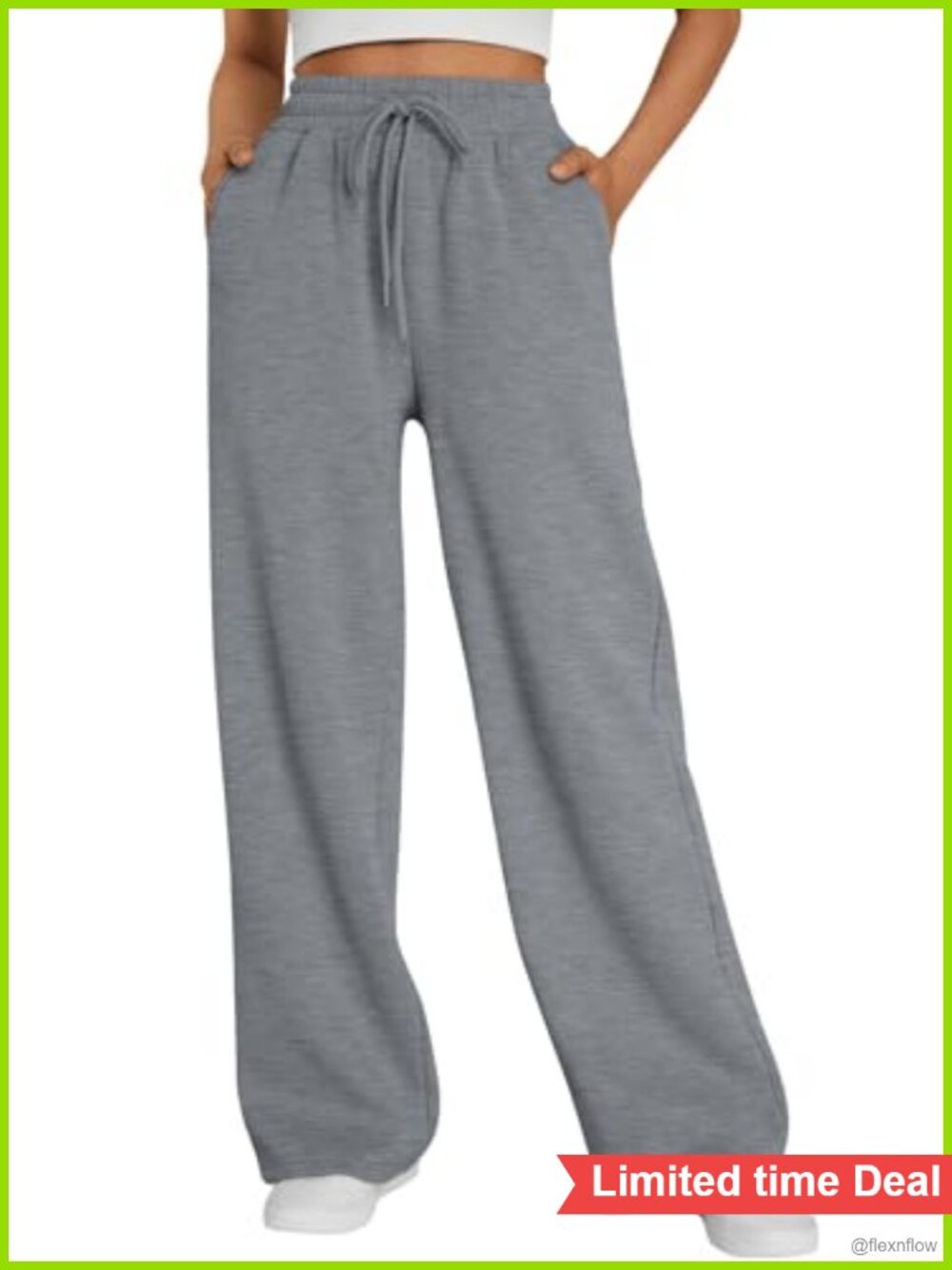Wide Leg Fleece Lined Sweatpants High Waisted Drawstring Baggy